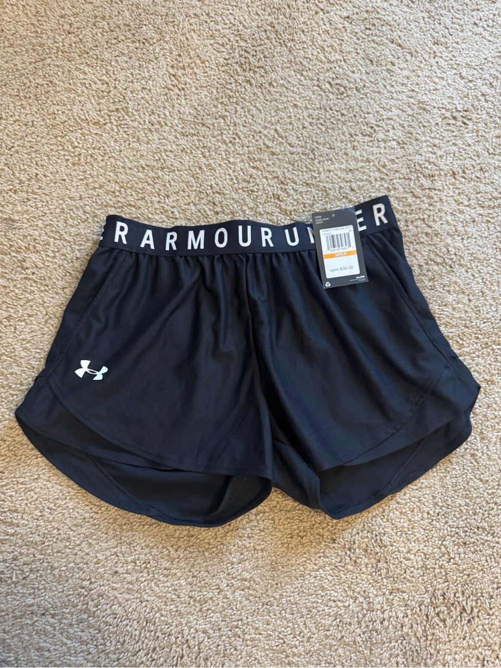 Under Armour Women’s Black Athletic Shorts with Logo Waistband